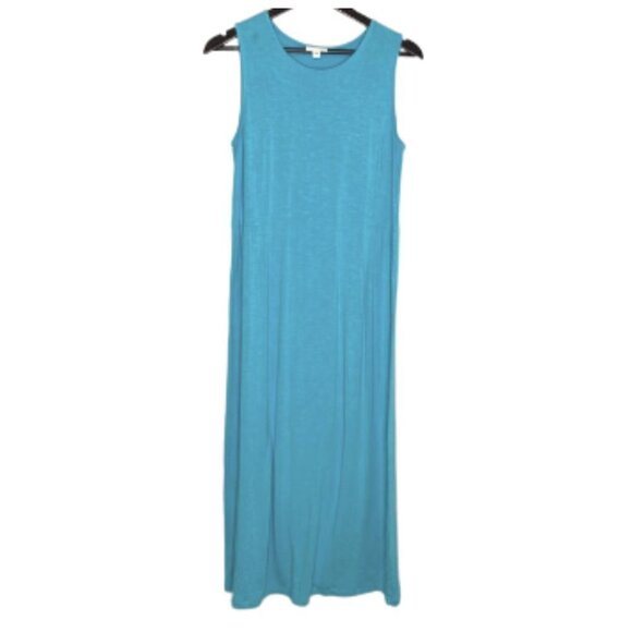 J. Jill Size Small Casual Blue Maxi Dress Sleeveless Flowy Beach Stretch - Picture 1 of 10